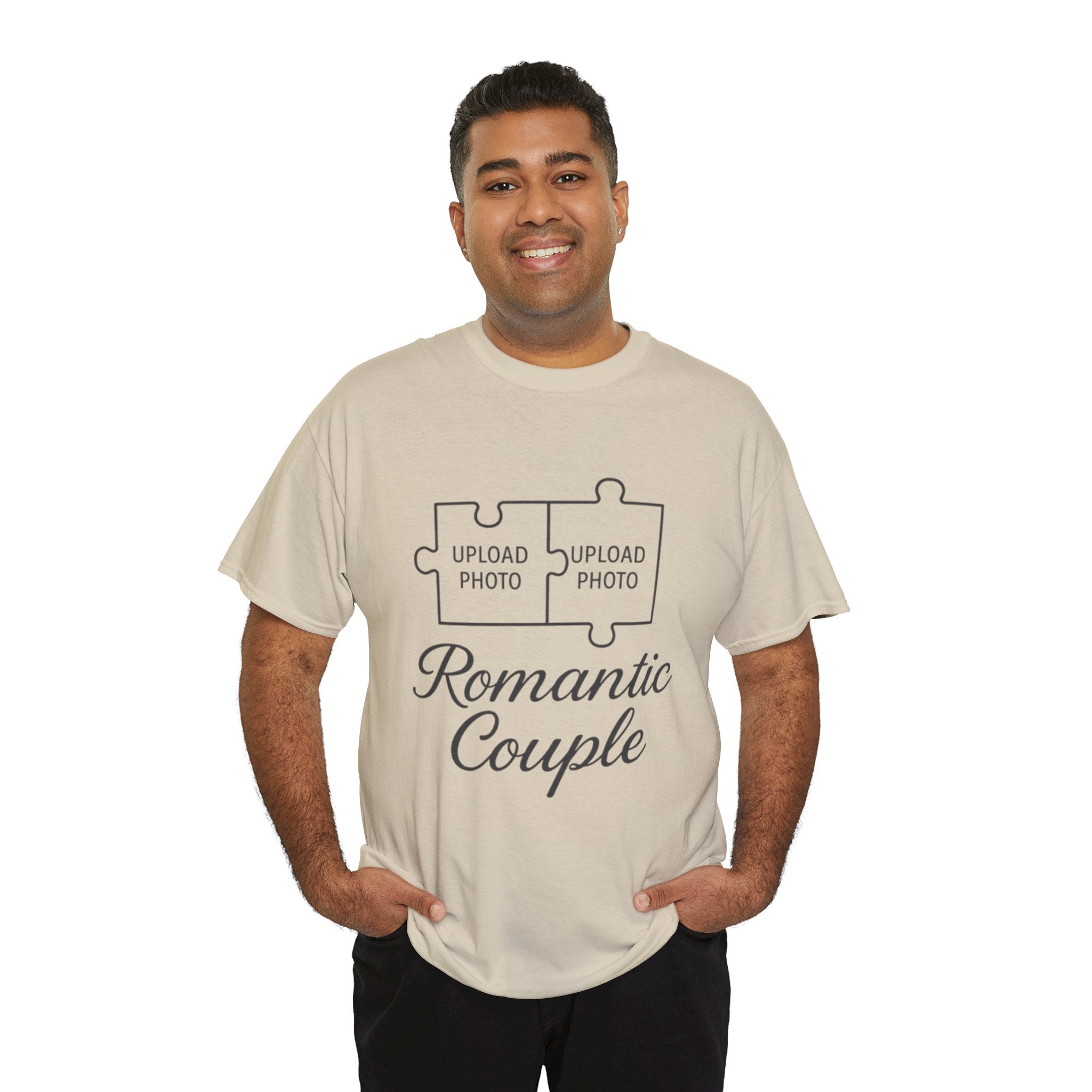 Romantic Couple Puzzle Custom Heavy Cotton Tee