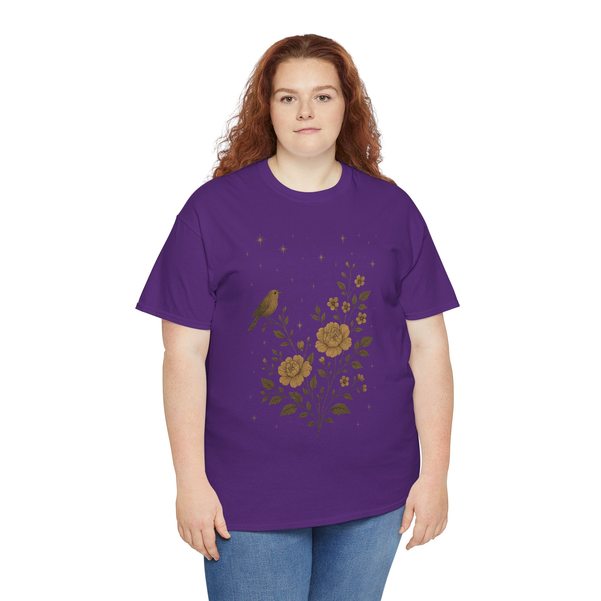 Floral Bird Vintage Aesthetic Unisex Heavy Cotton Tee
