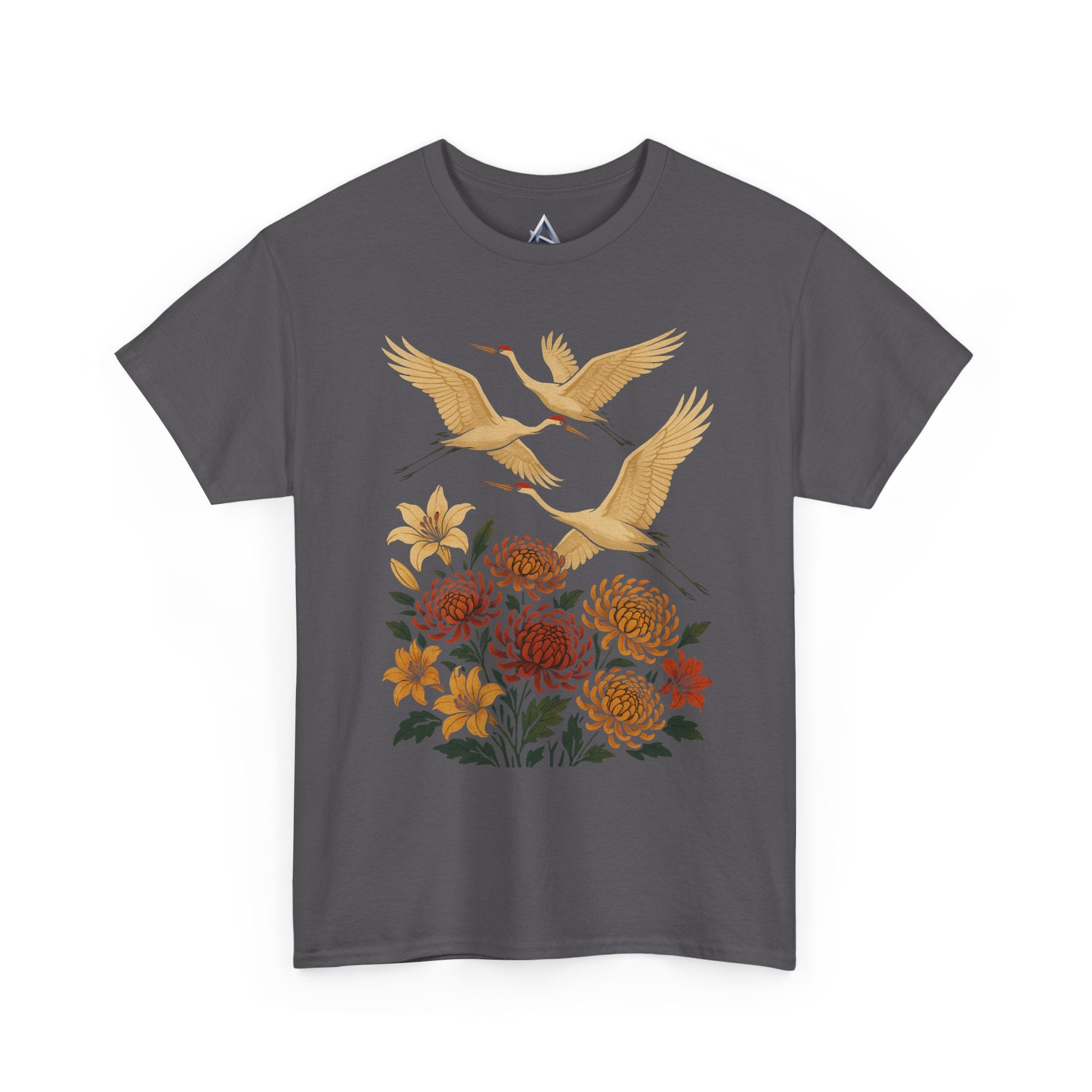 Floral Crane Unisex Heavy Cotton Tee
