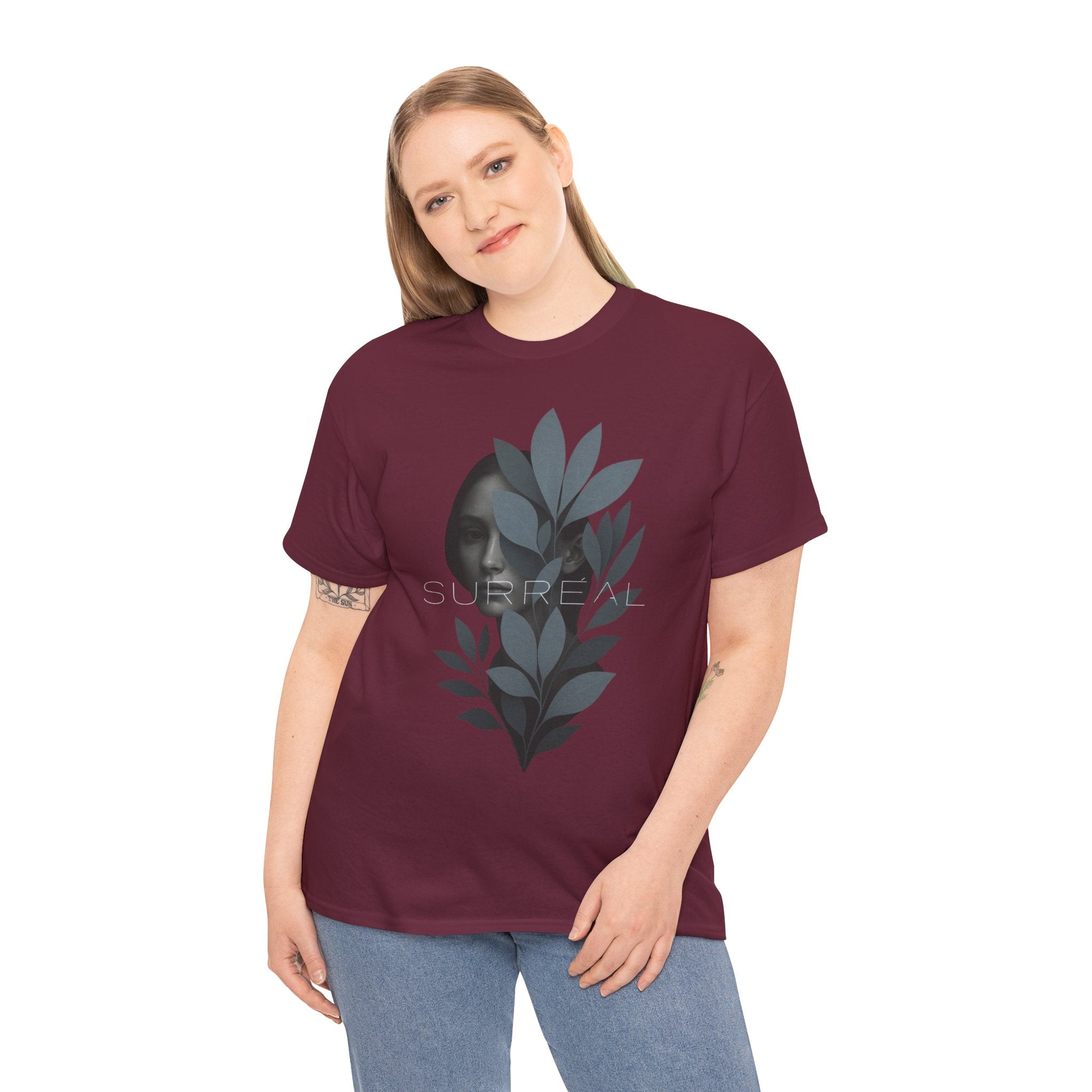 Surreal Leafy Face Heavy Cotton Tee