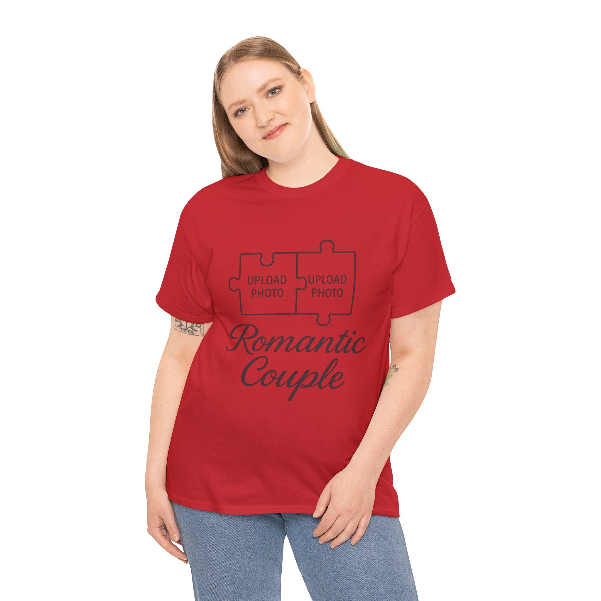 Romantic Couple Puzzle Custom Heavy Cotton Tee