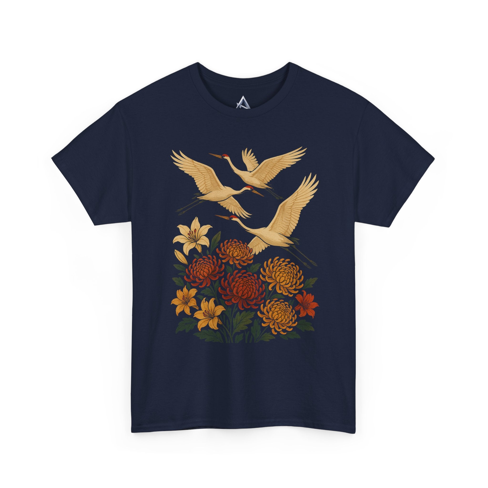 Floral Crane Unisex Heavy Cotton Tee