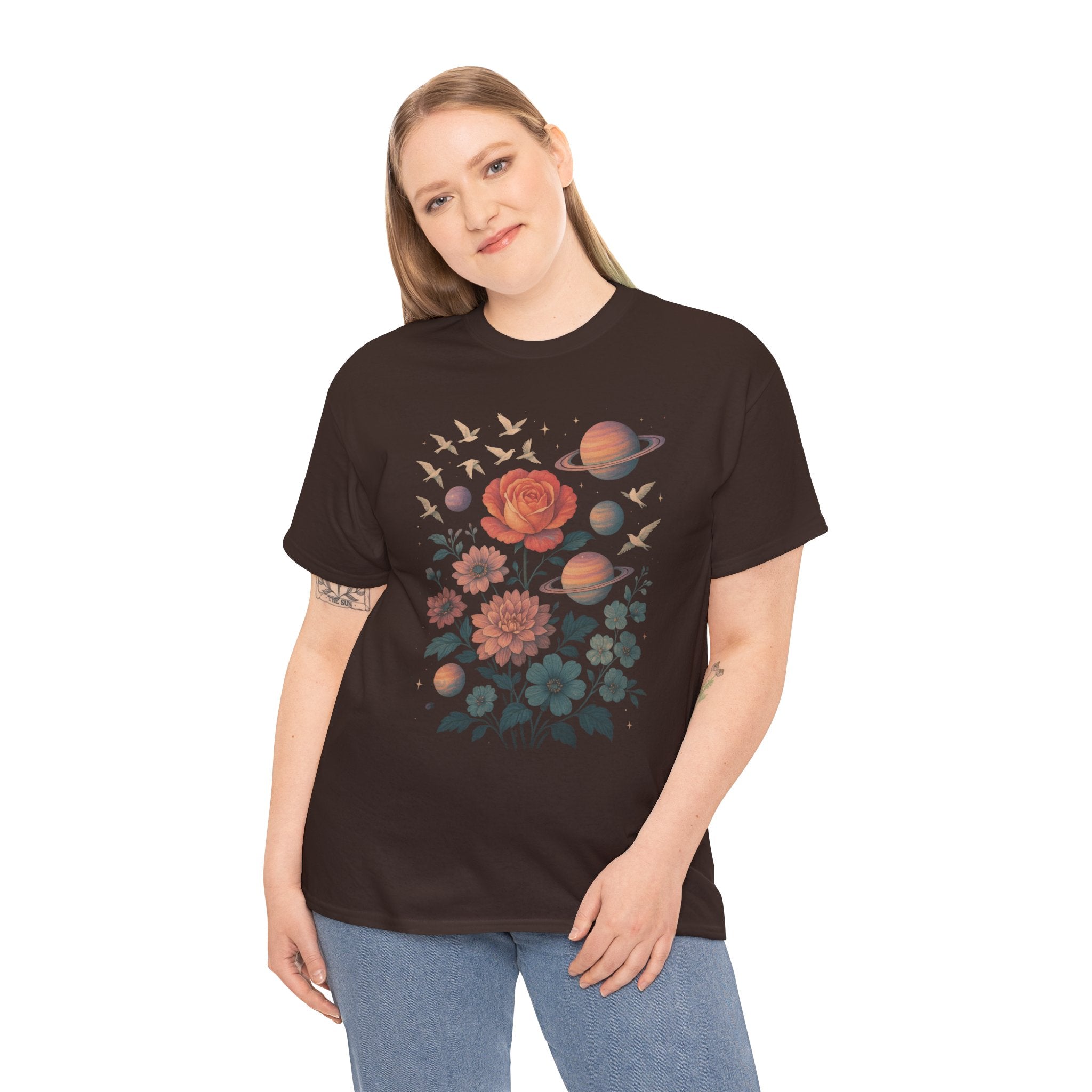 Cosmic Floral Unisex Heavy Cotton Tee