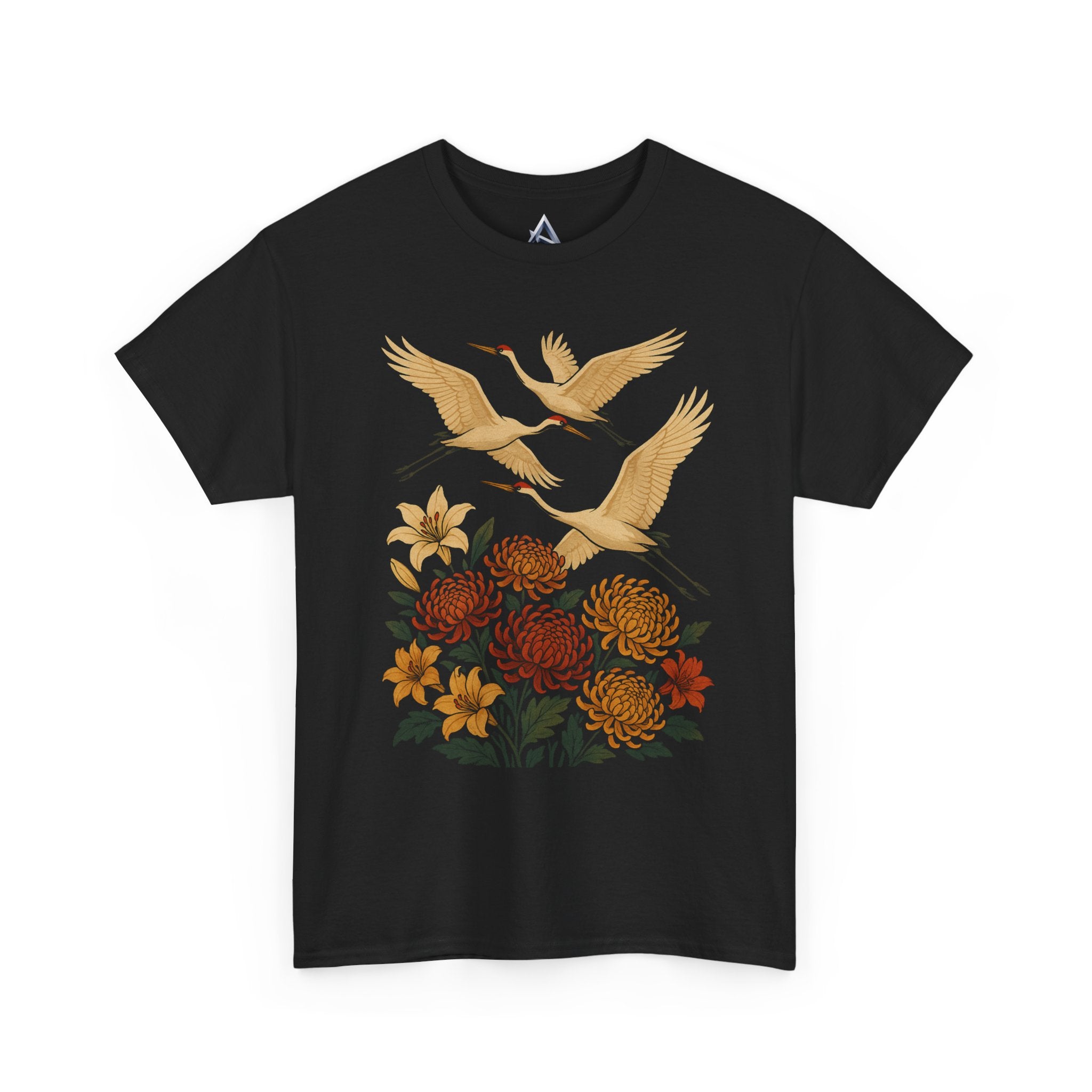 Floral Crane Unisex Heavy Cotton Tee