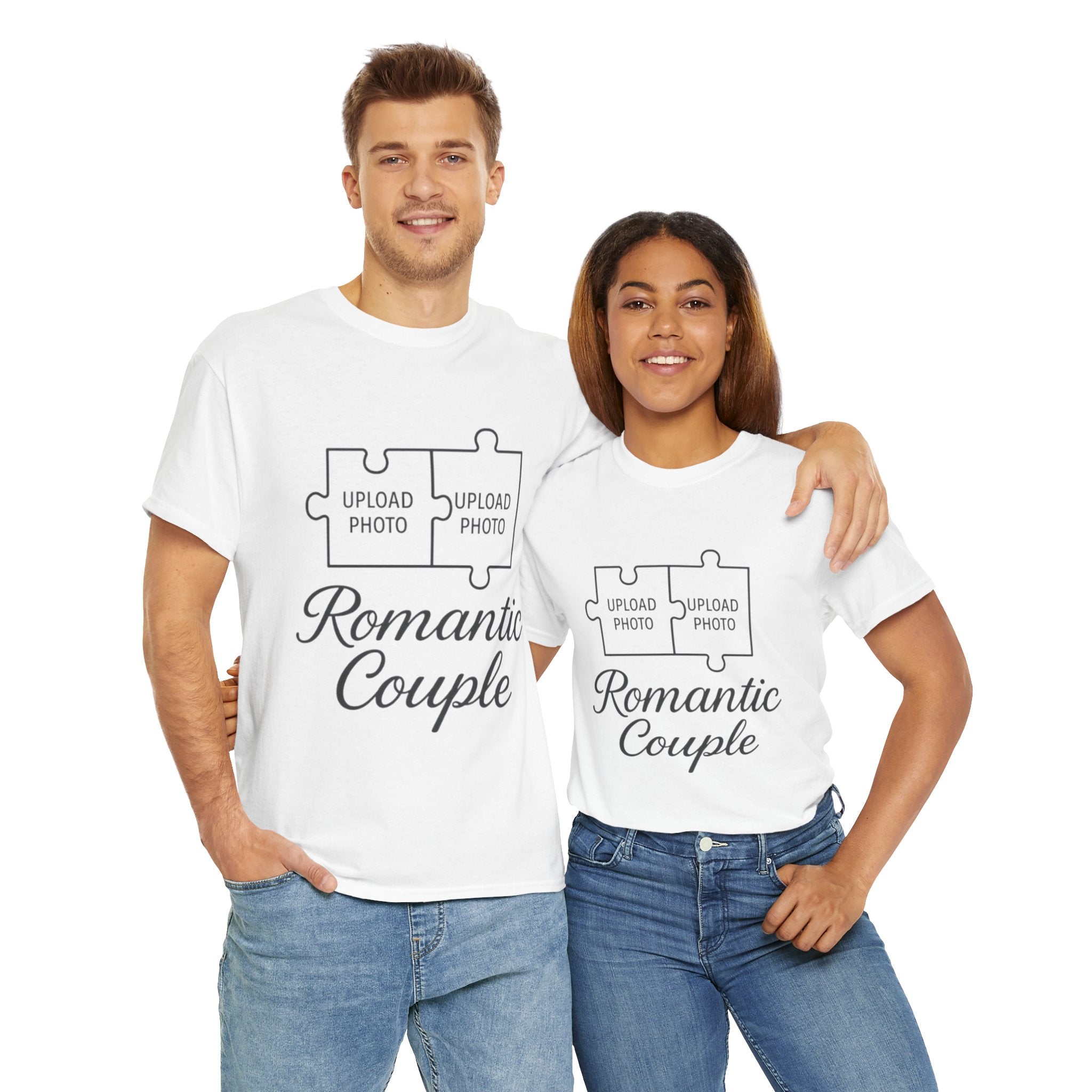 Romantic Couple Puzzle Custom Heavy Cotton Tee