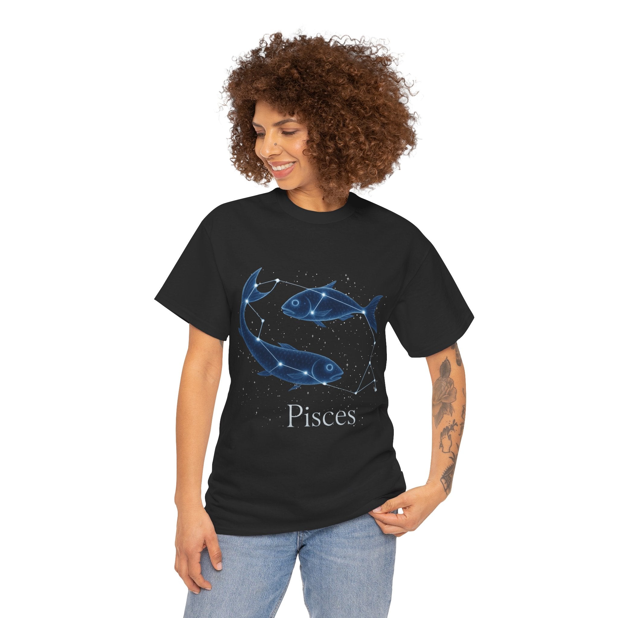 Pisces Zodiac Astrology Unisex Heavy Cotton Tee