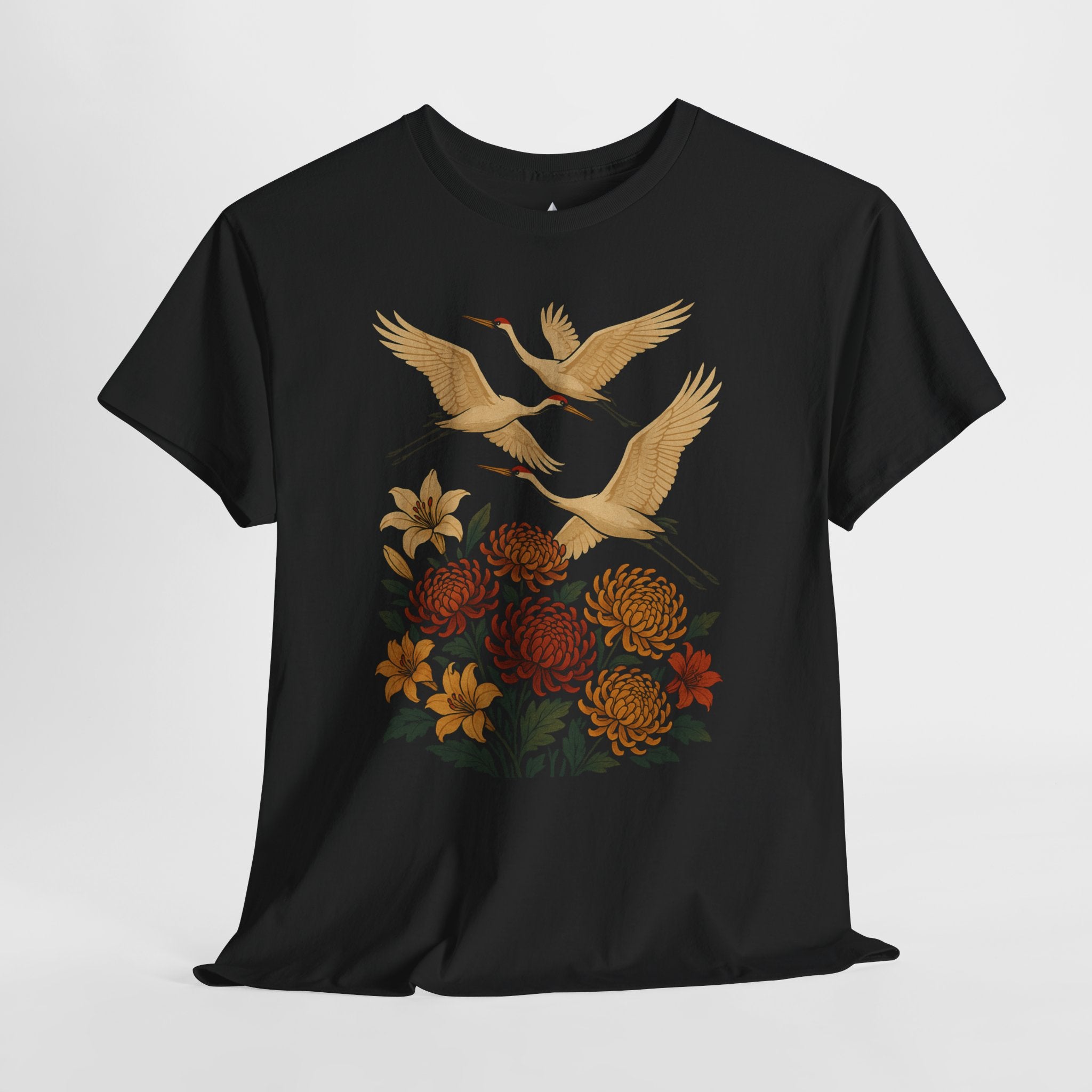 Floral Crane Unisex Heavy Cotton Tee