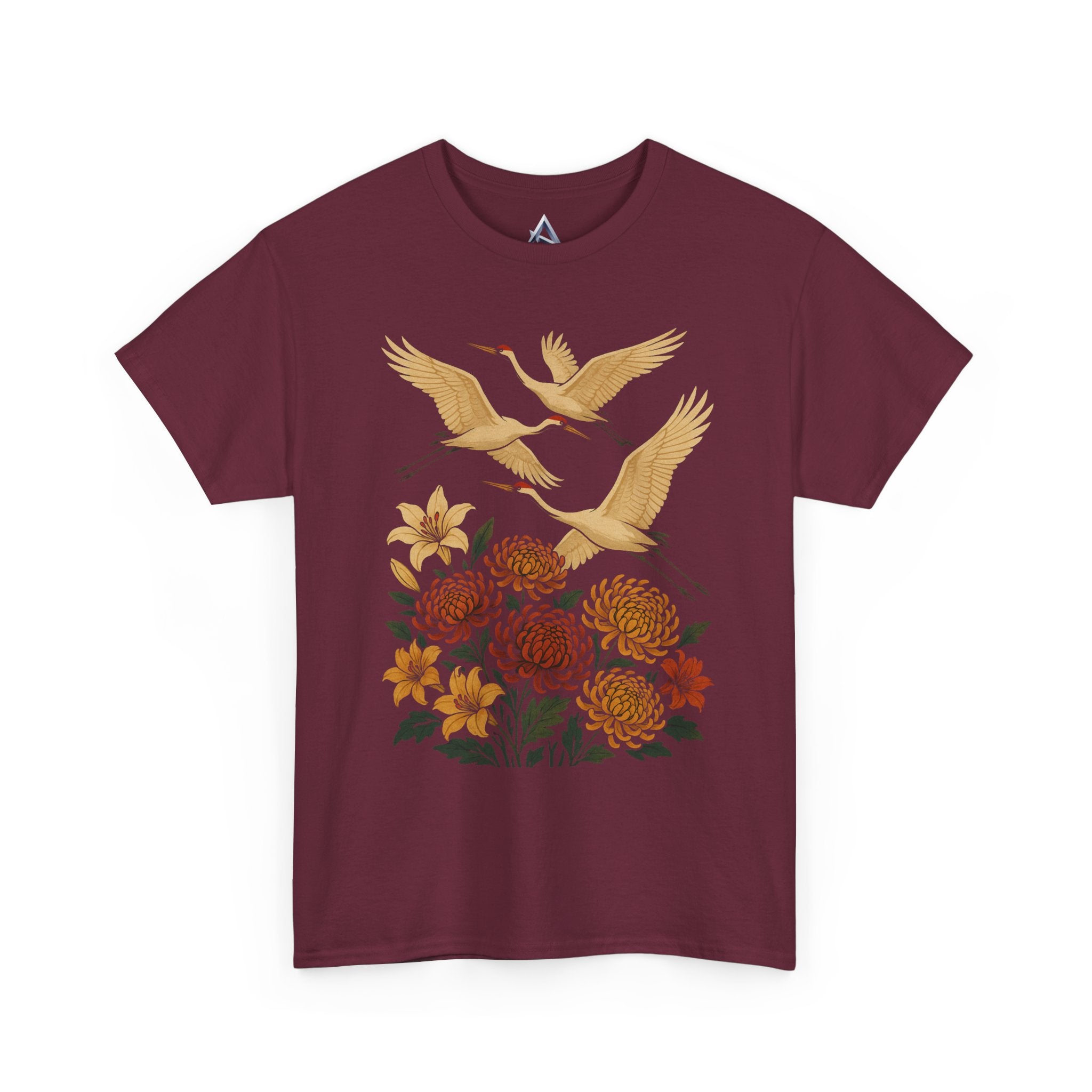 Floral Crane Unisex Heavy Cotton Tee