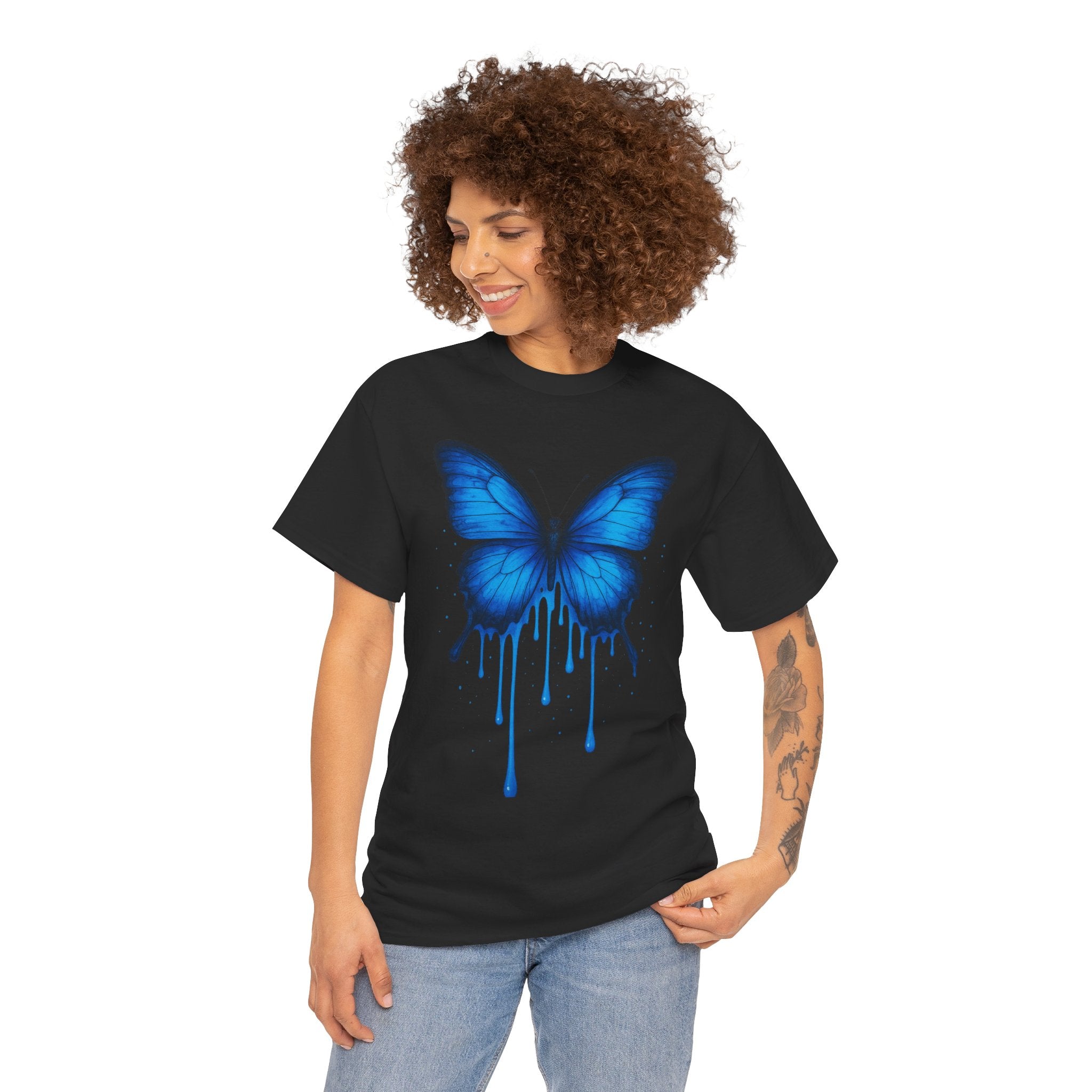 Blue Butterfly Art Unisex Heavy Cotton Tee