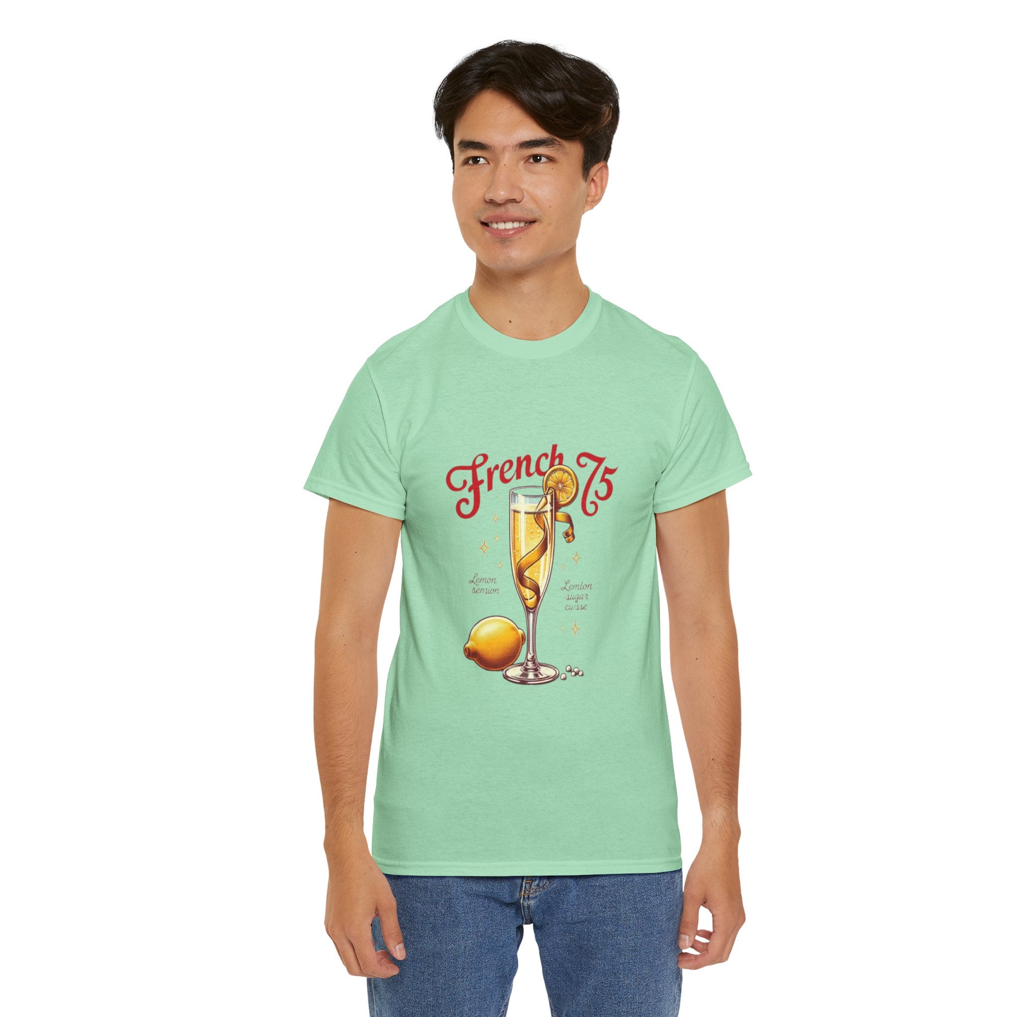 French 75 Cocktail Unisex Heavy Cotton Tee