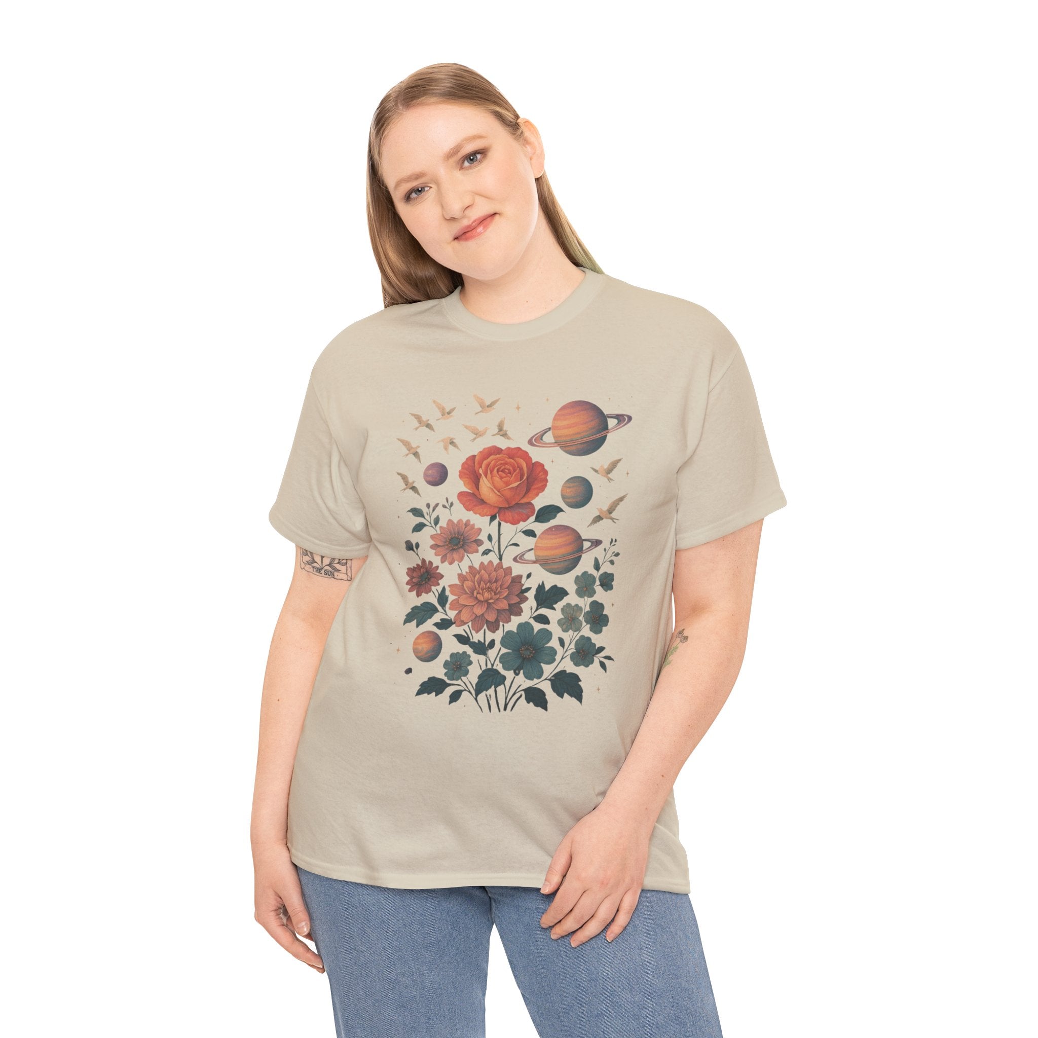Cosmic Floral Unisex Heavy Cotton Tee