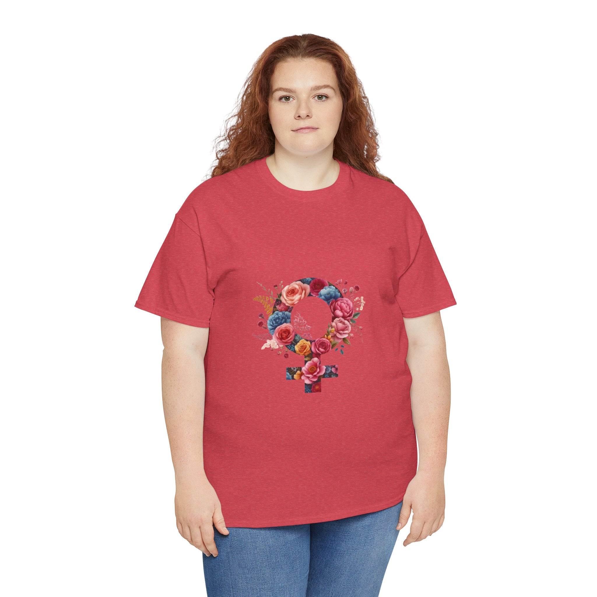 Floral Feminist Empowering Statement Heavy Cotton Custom Tee