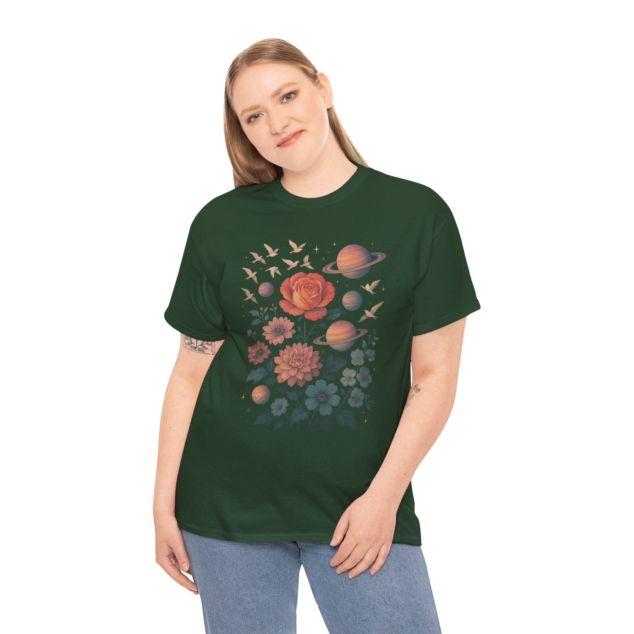 Cosmic Floral Unisex Heavy Cotton Tee