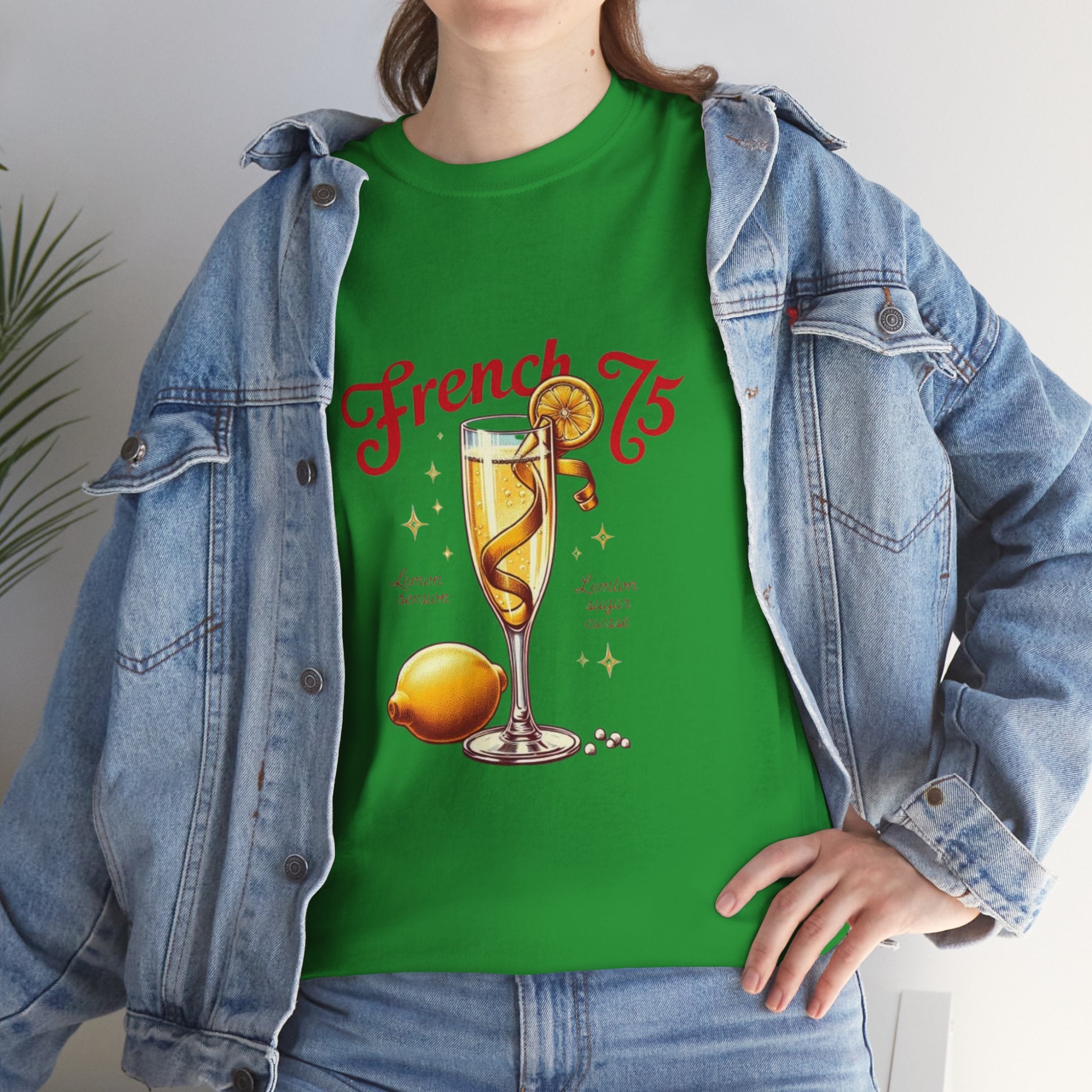 French 75 Cocktail Unisex Heavy Cotton Tee