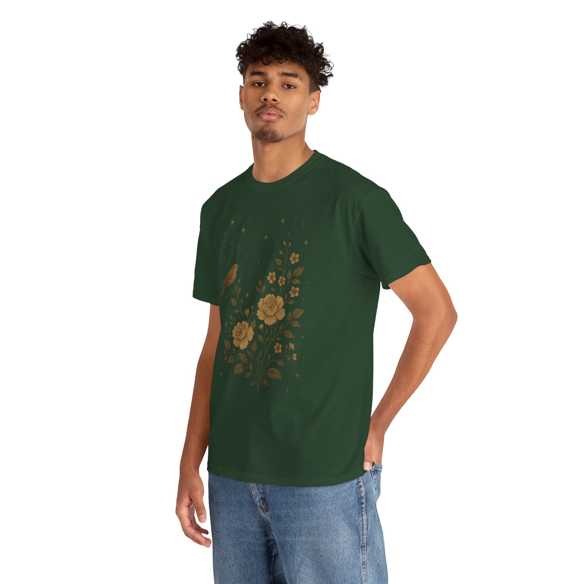 Floral Bird Vintage Aesthetic Unisex Heavy Cotton Tee