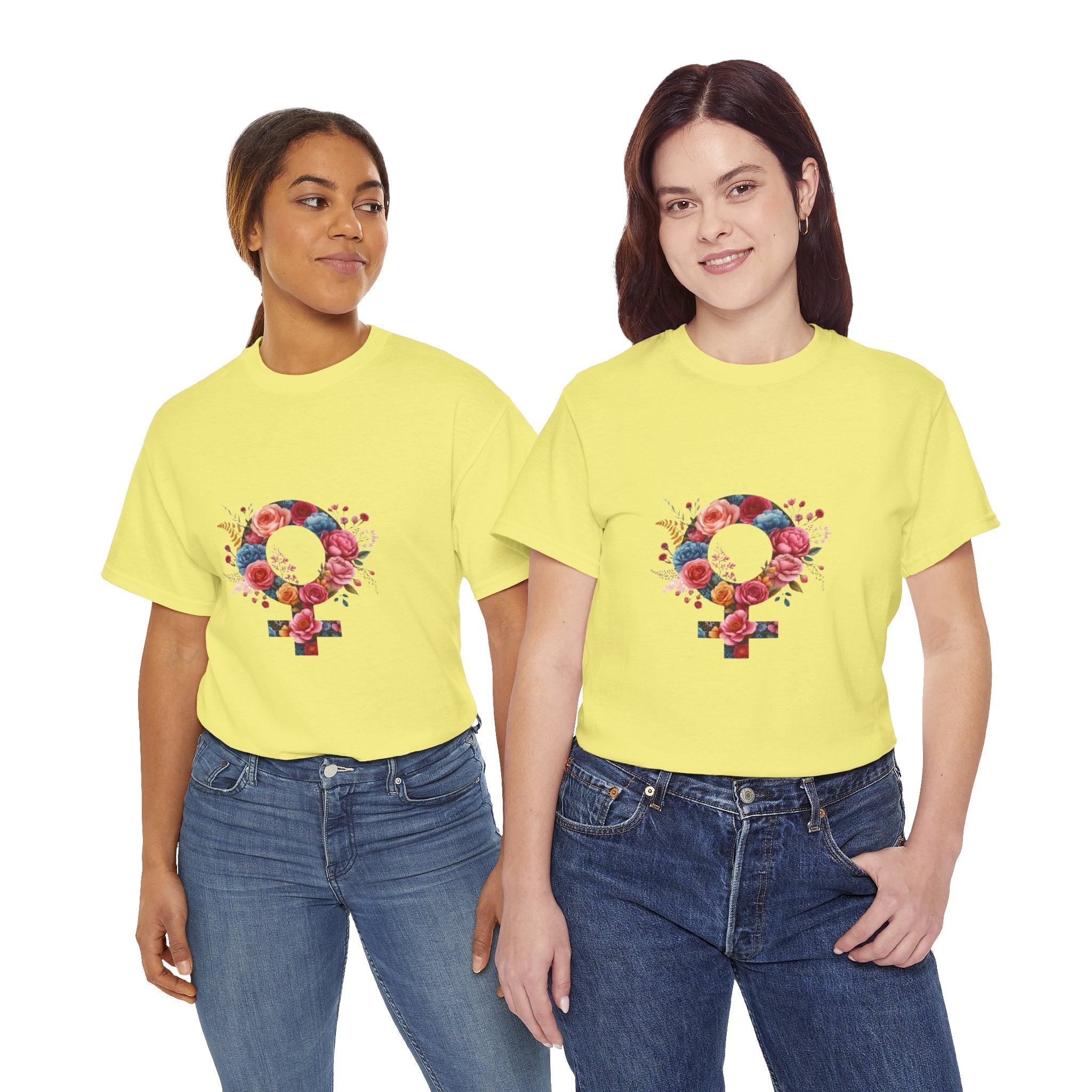 Floral Feminist Empowering Statement Heavy Cotton Custom Tee