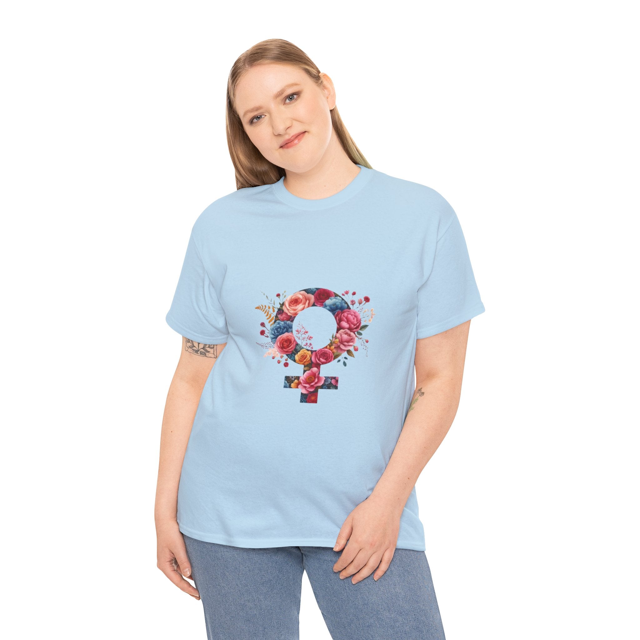 Floral Feminist Empowering Statement Heavy Cotton Custom Tee