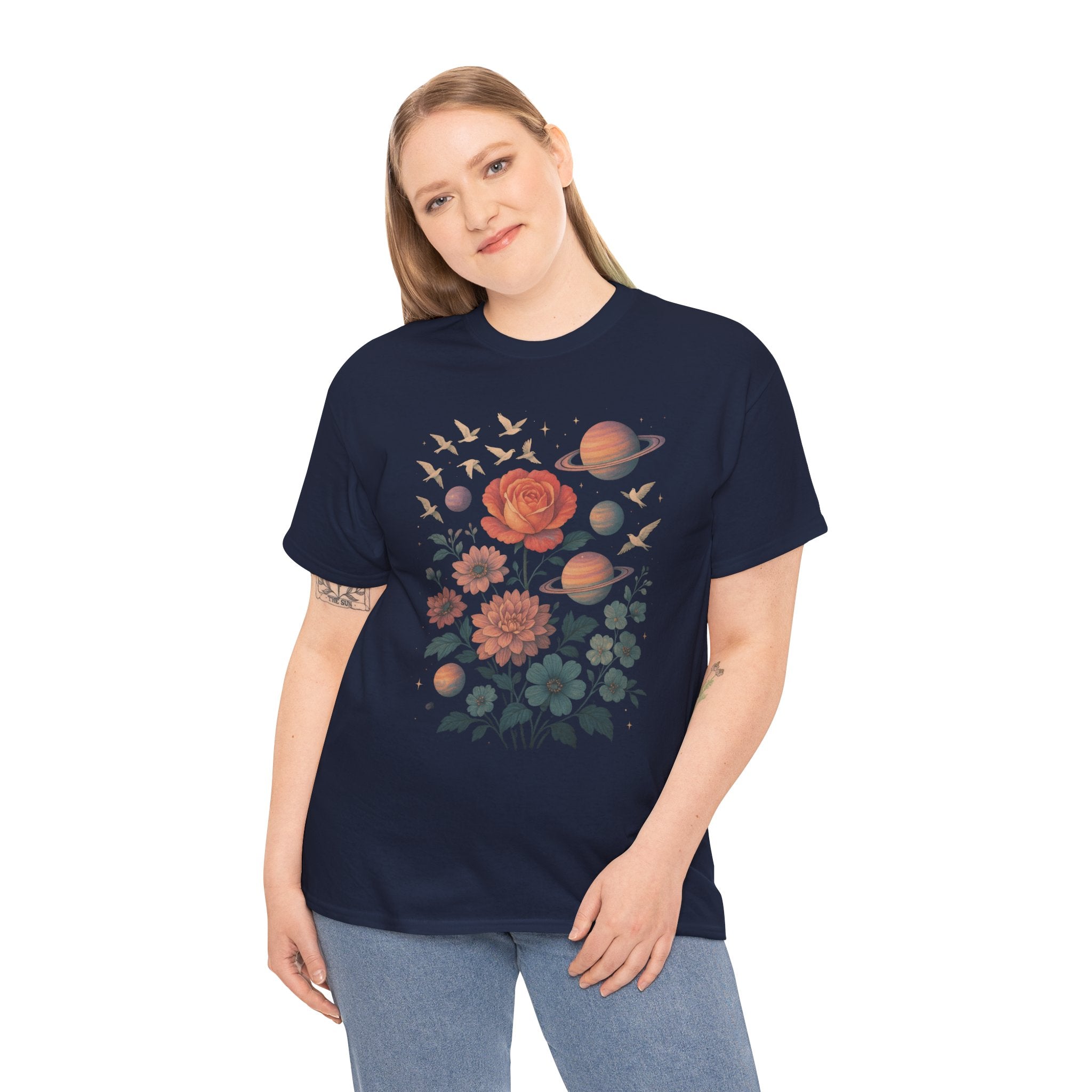 Cosmic Floral Unisex Heavy Cotton Tee