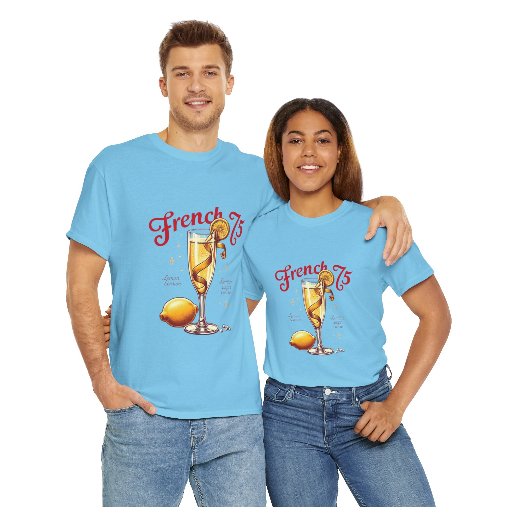 French 75 Cocktail Unisex Heavy Cotton Tee