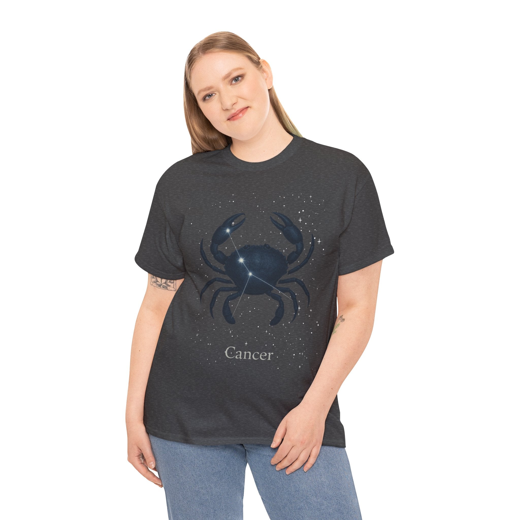 Cosmic Cancer Zodiac Unisex Heavy Cotton Tee