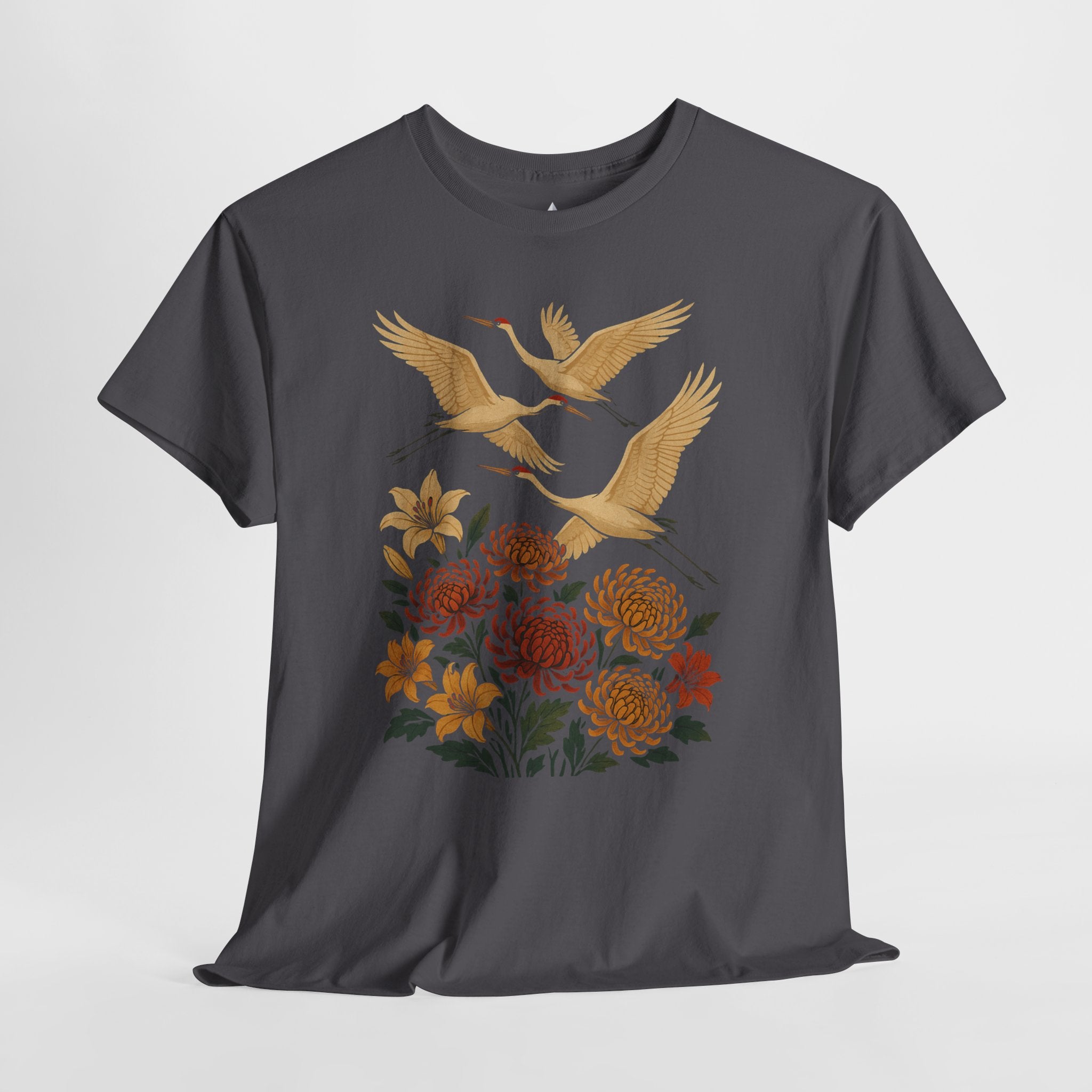 Floral Crane Unisex Heavy Cotton Tee