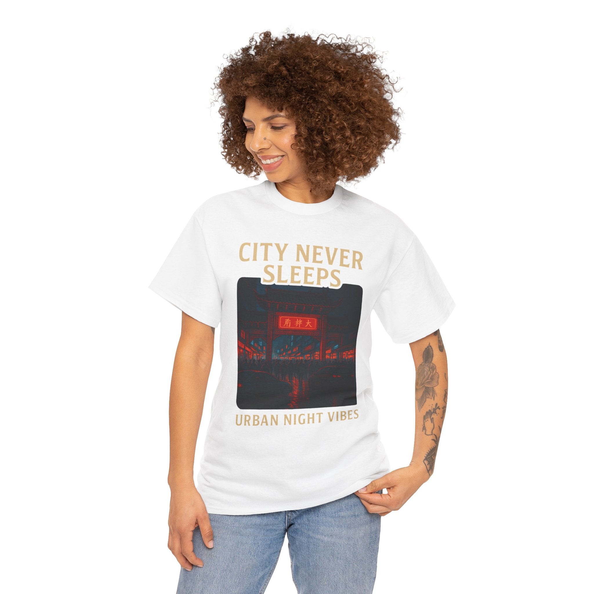 Urban City Night Vibes Unisex Heavy Cotton Tee
