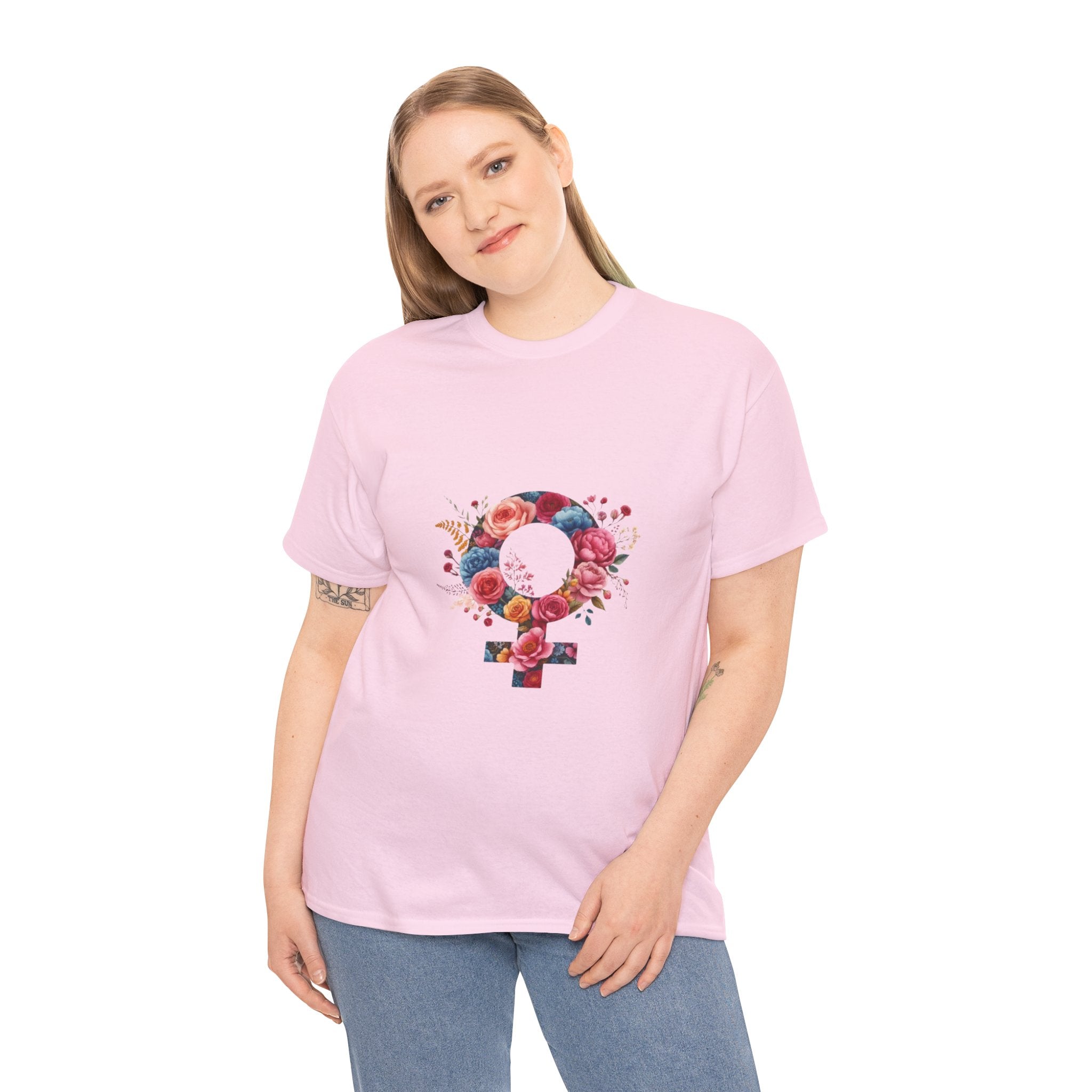 Floral Feminist Empowering Statement Heavy Cotton Custom Tee
