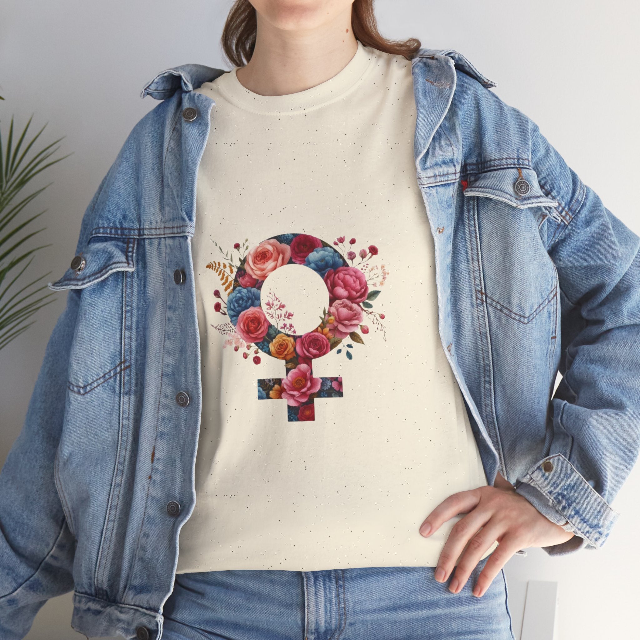 Floral Feminist Empowering Statement Heavy Cotton Custom Tee