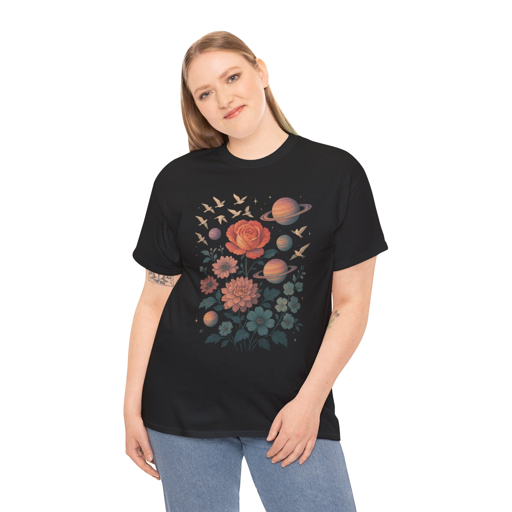 Cosmic Floral Unisex Heavy Cotton Tee