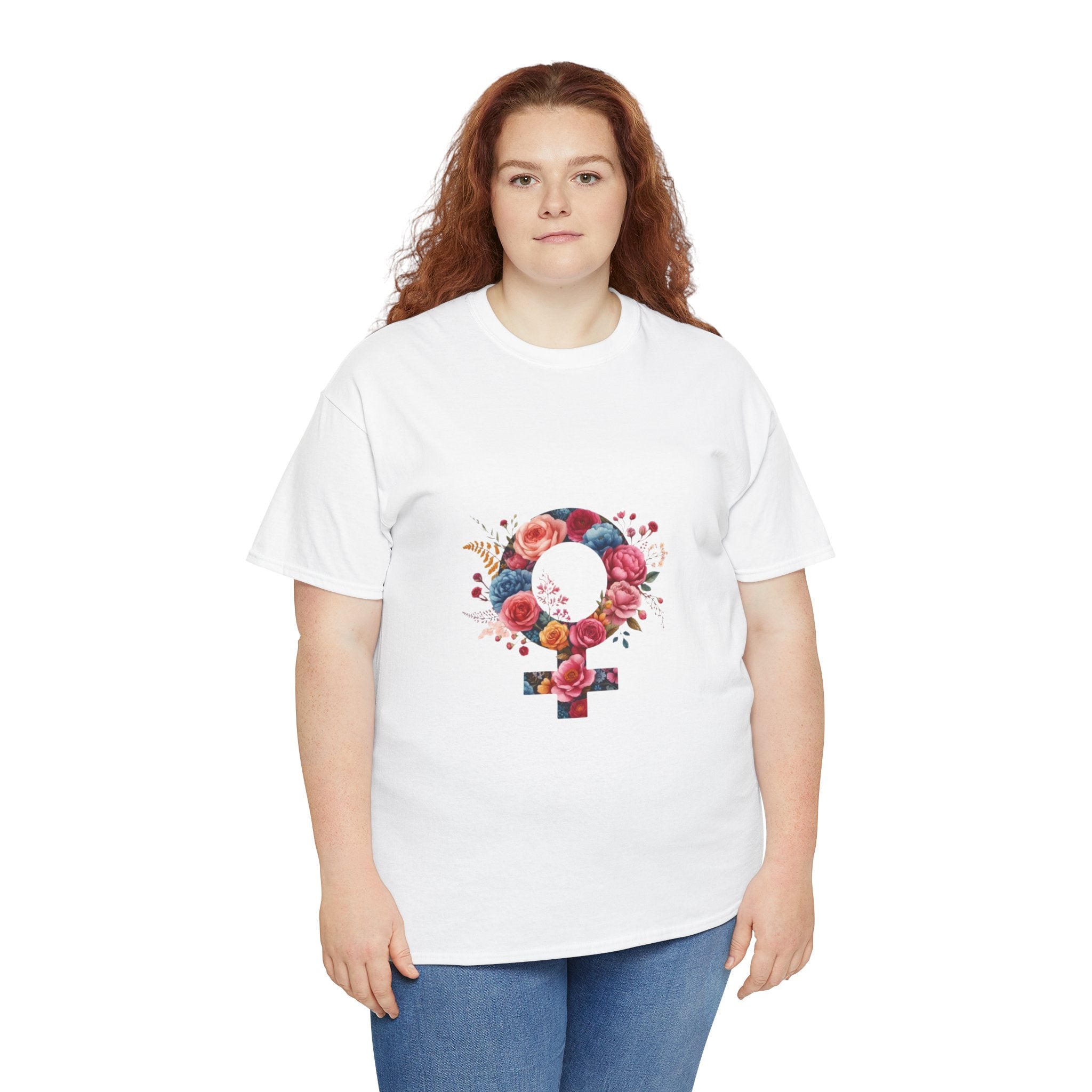 Floral Feminist Empowering Statement Heavy Cotton Custom Tee