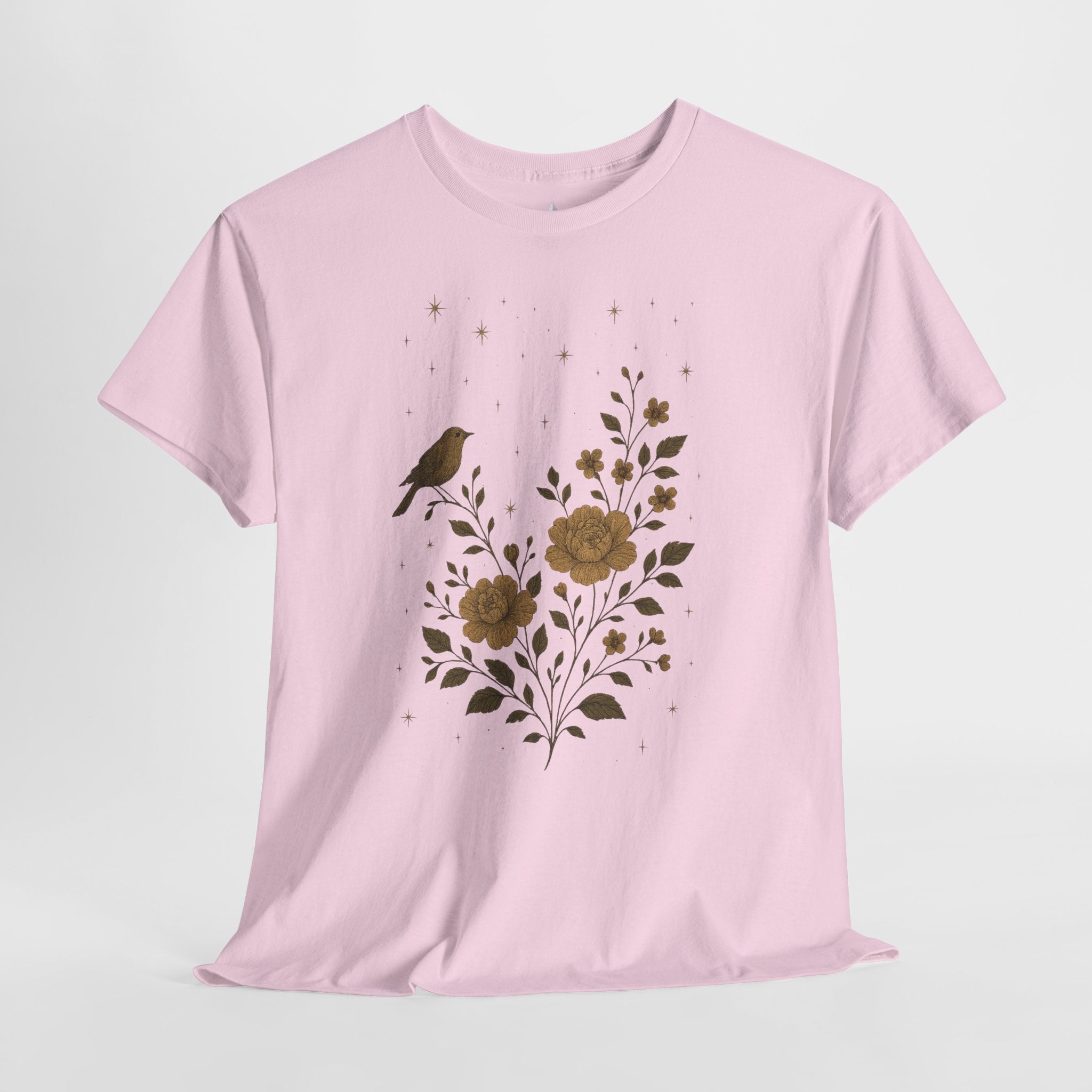 Floral Bird Vintage Aesthetic Unisex Heavy Cotton Tee