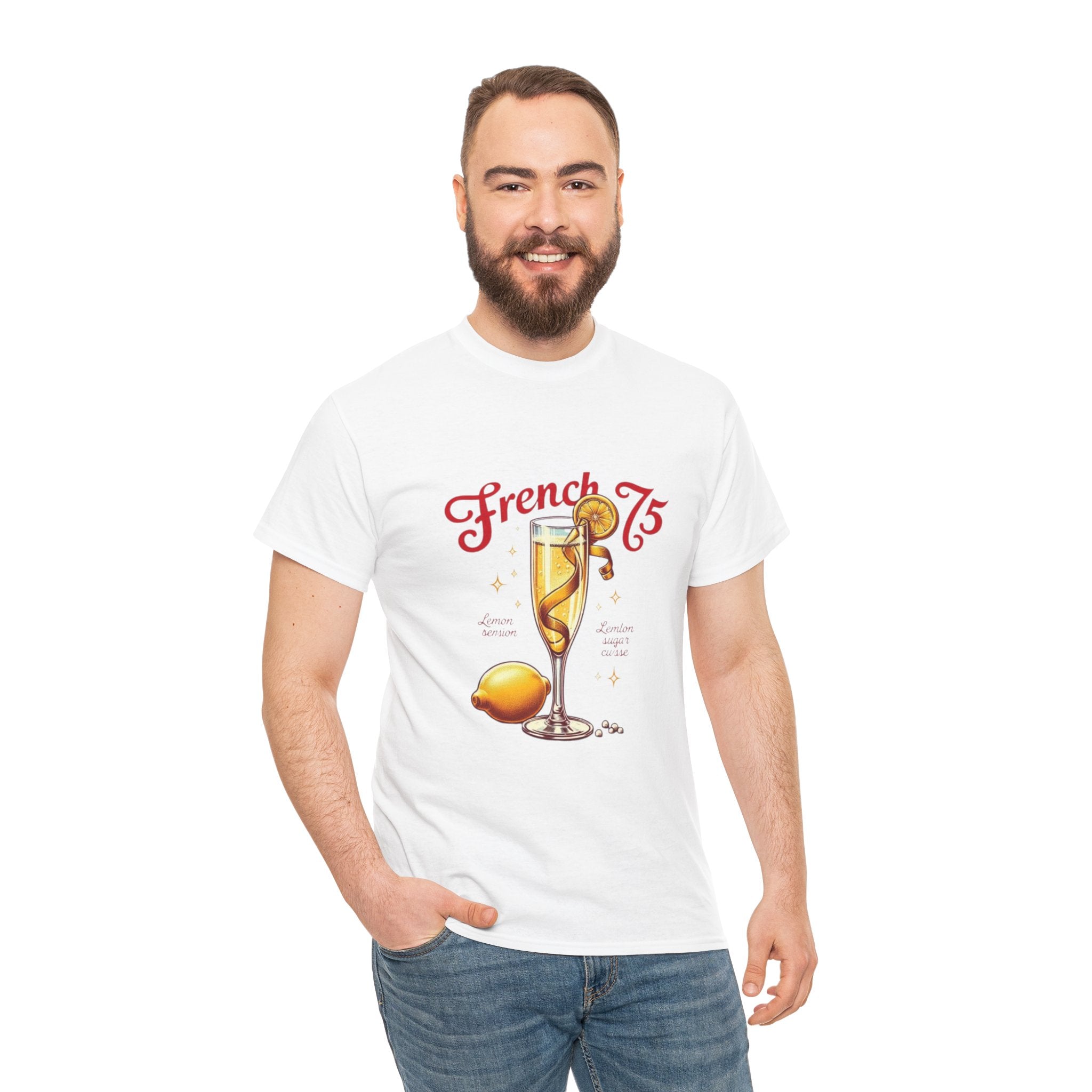 French 75 Cocktail Unisex Heavy Cotton Tee