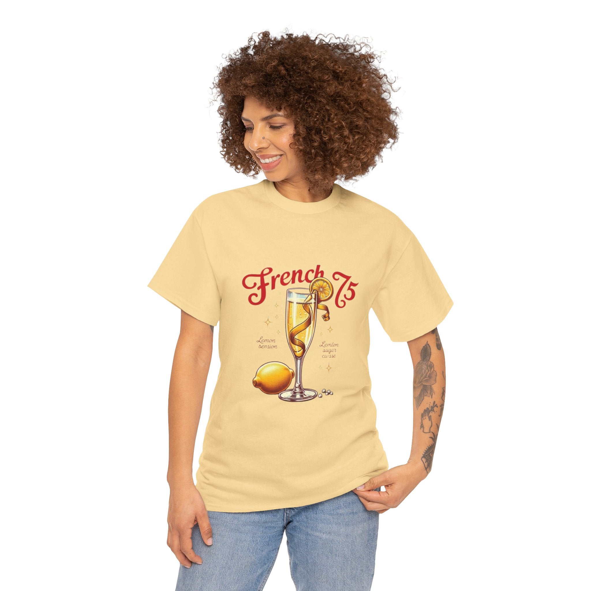 French 75 Cocktail Unisex Heavy Cotton Tee
