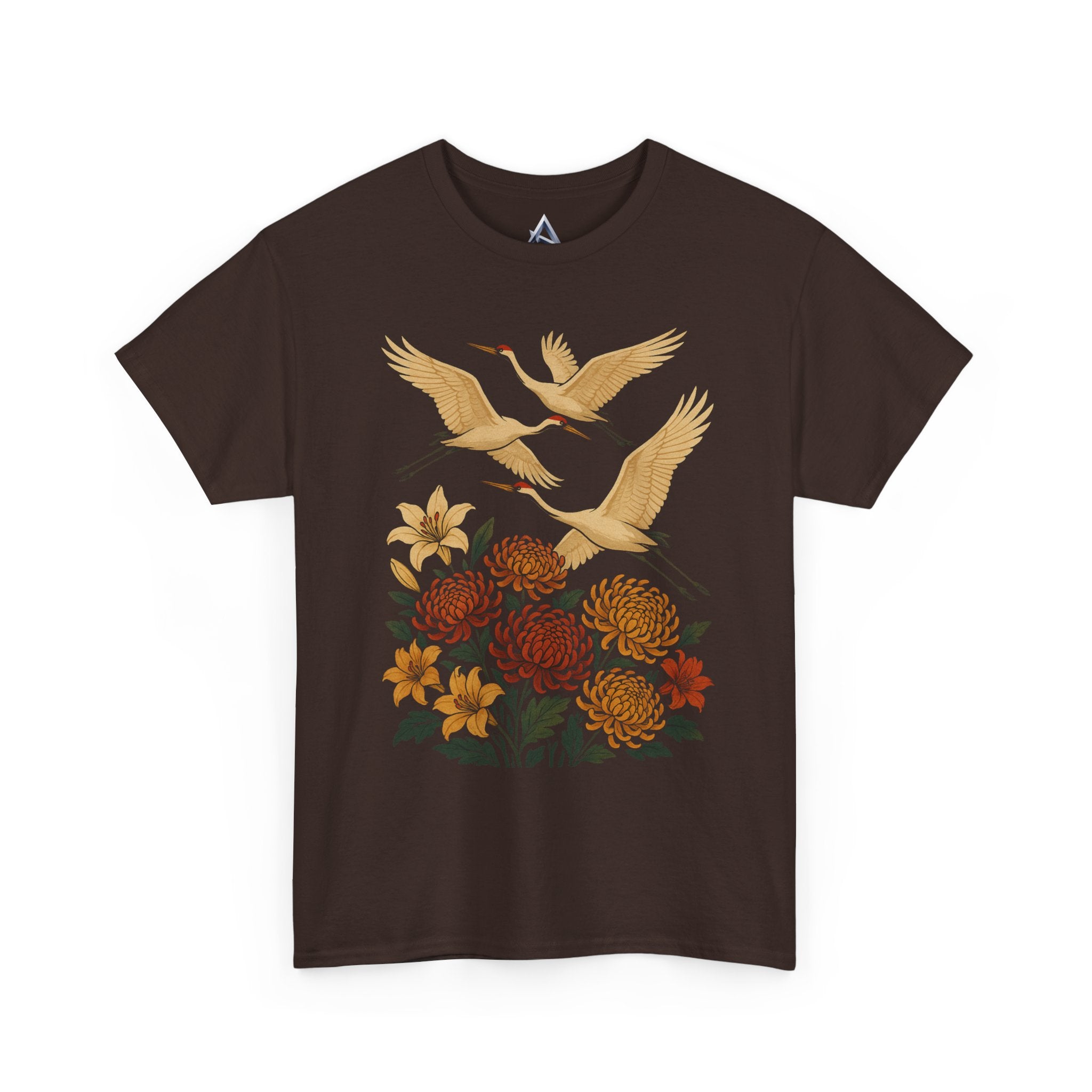 Floral Crane Unisex Heavy Cotton Tee