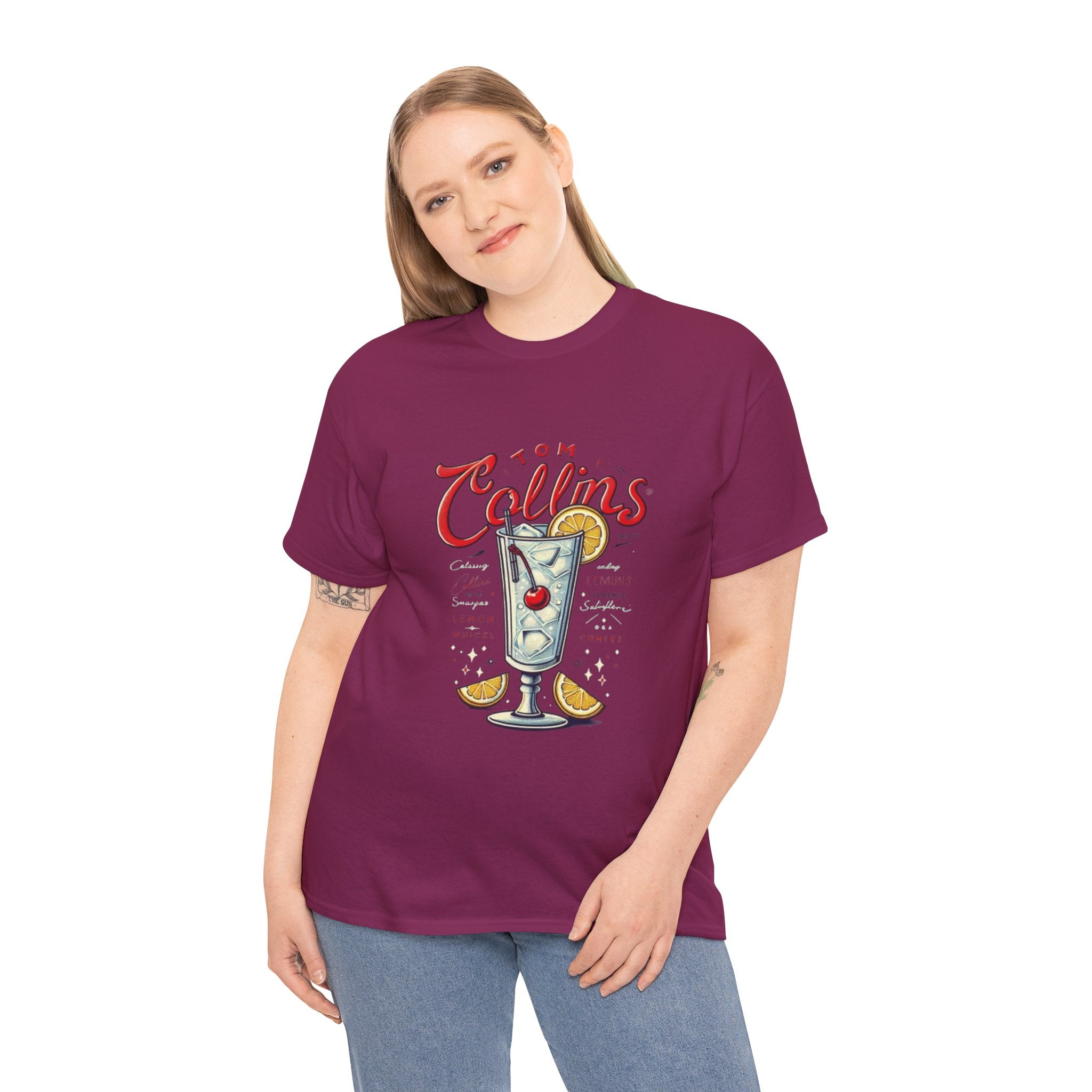 Tom Collins Cocktail Unisex Heavy Cotton Tee