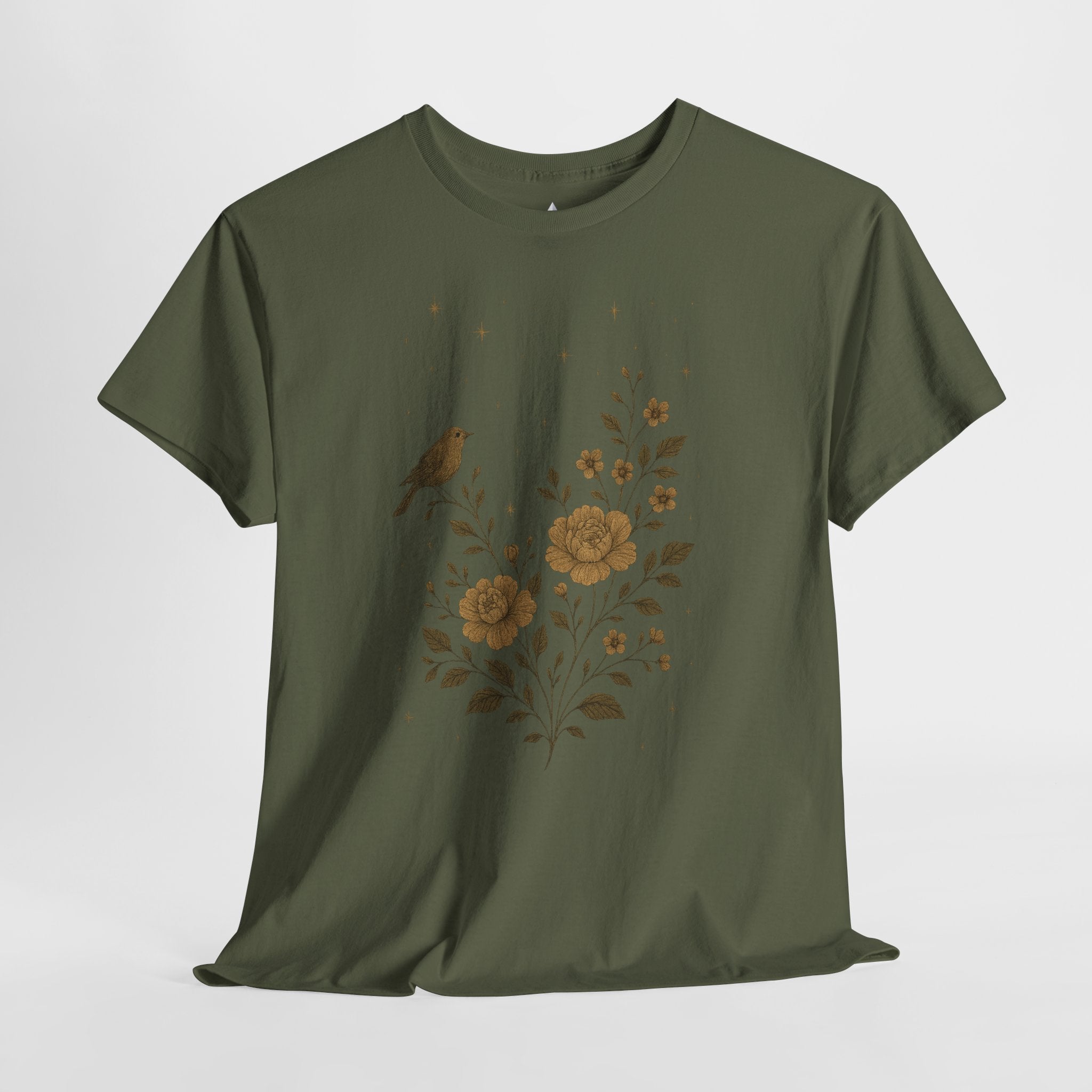 Floral Bird Vintage Aesthetic Unisex Heavy Cotton Tee