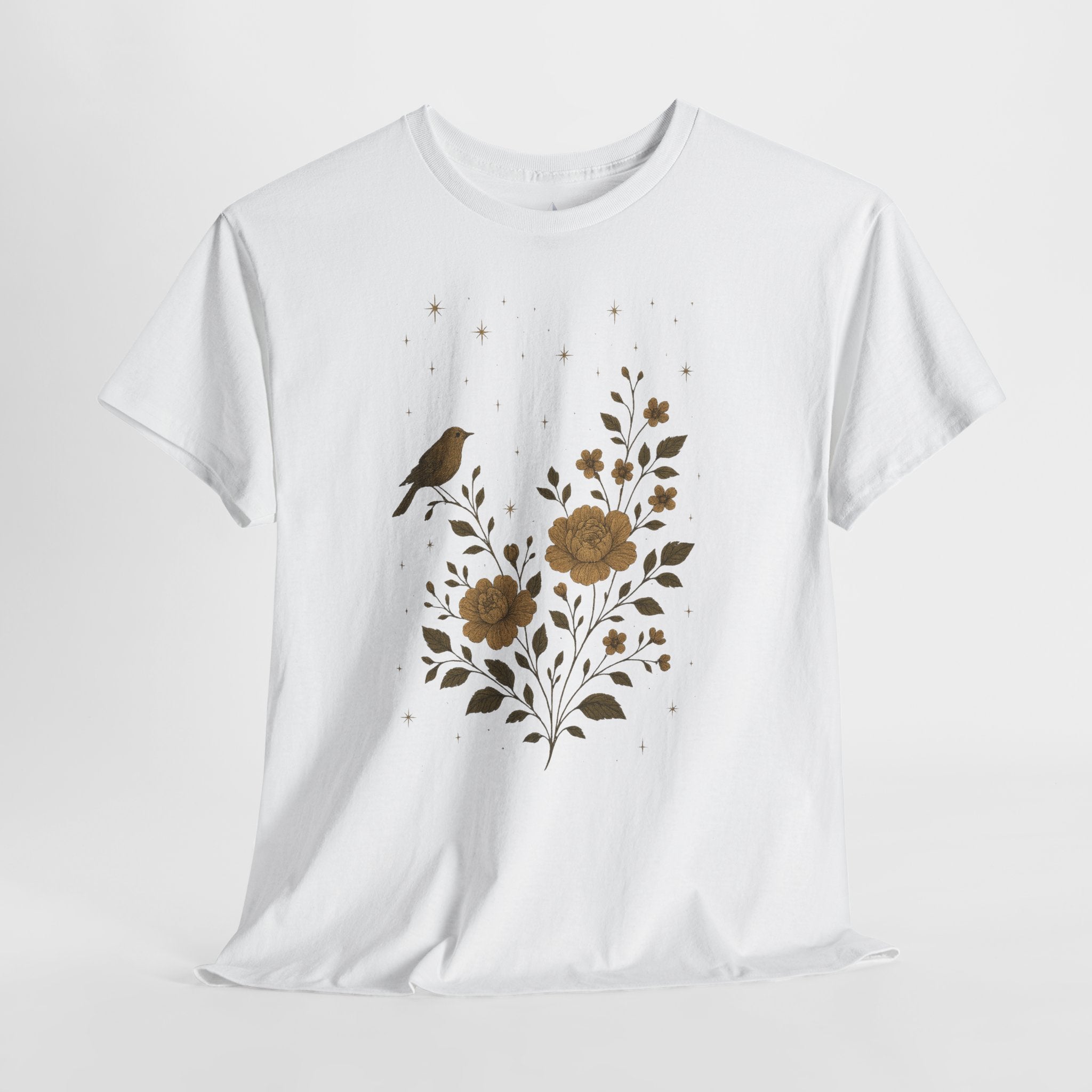 Floral Bird Vintage Aesthetic Unisex Heavy Cotton Tee