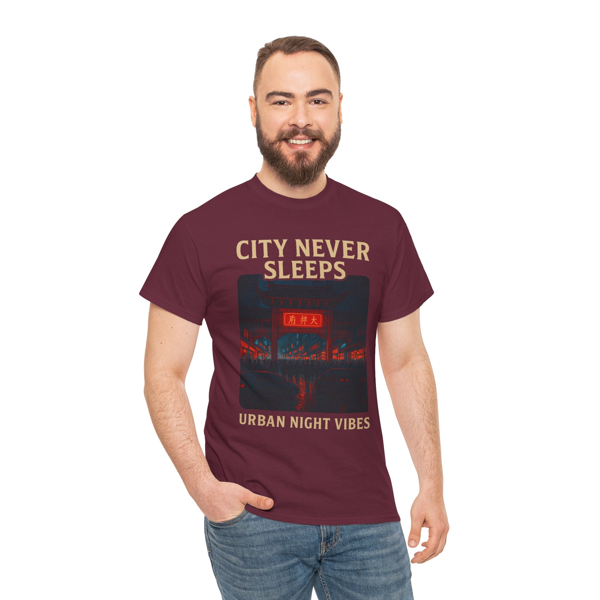 Urban City Night Vibes Unisex Heavy Cotton Tee
