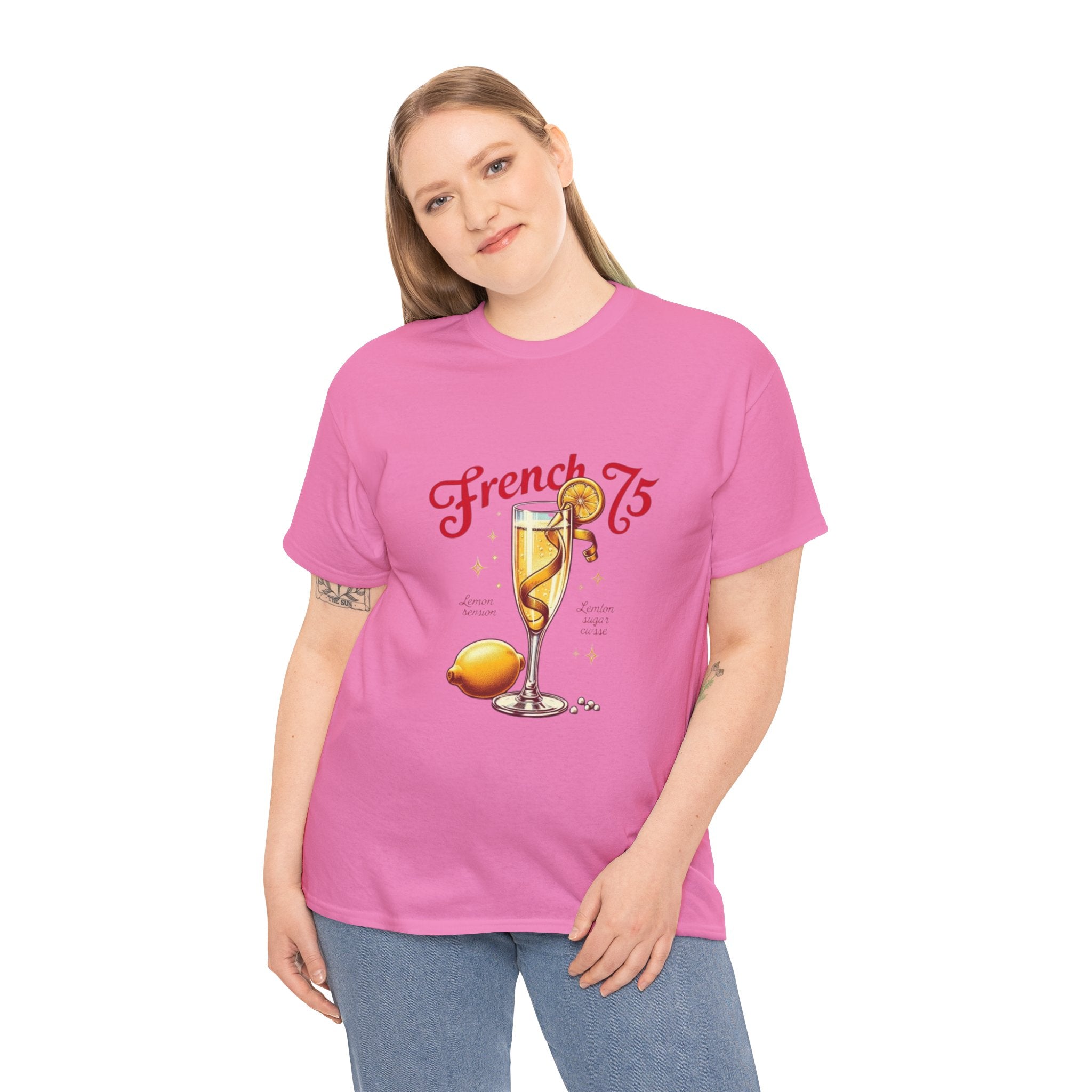 French 75 Cocktail Unisex Heavy Cotton Tee